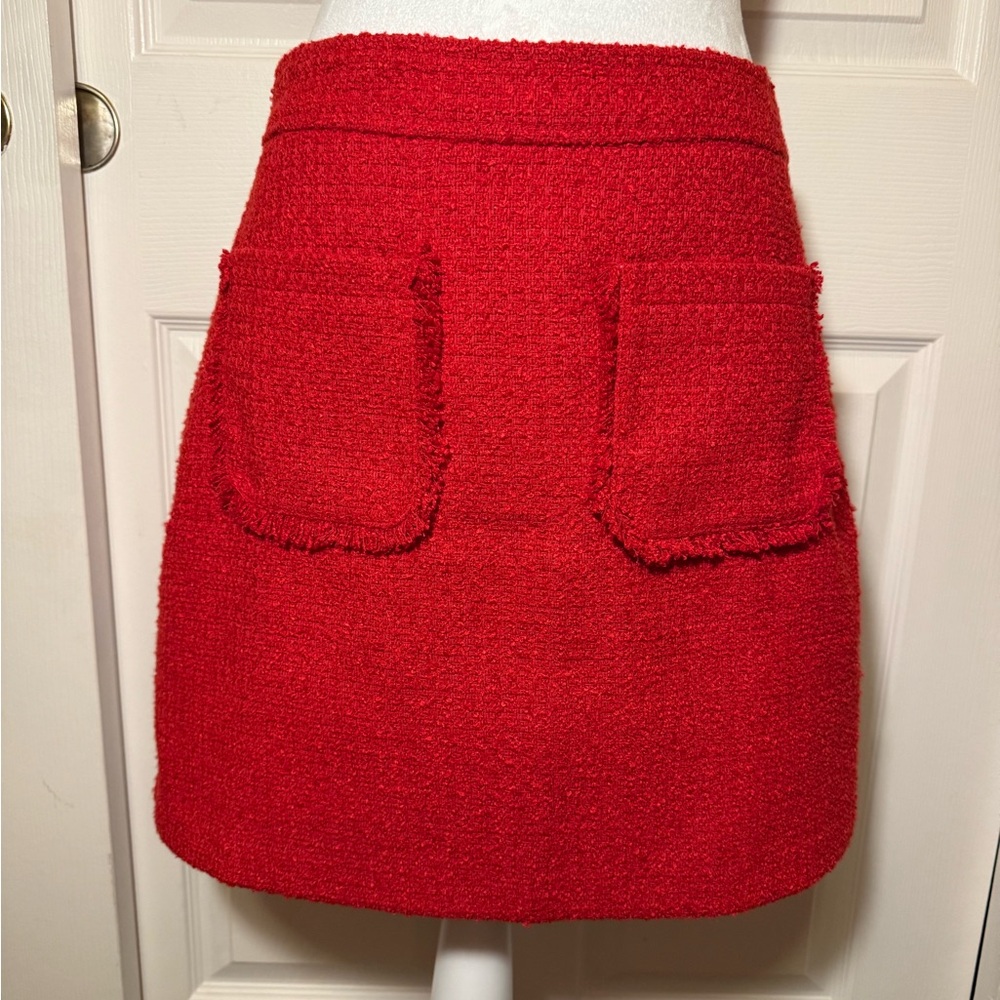 LOFT Tweed Vibrant Red Mini Skirt